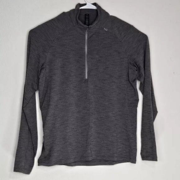 Lululemon Surge Warm 1/2 Zip Heathered Black Pullover Activewear Size L Mens